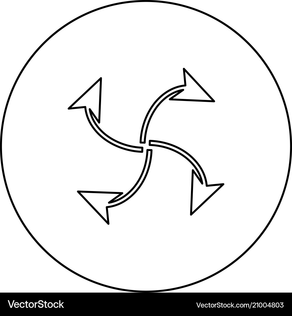 Four arrows in loop from center black icon Four arrows in loop from center black icon Vector Image