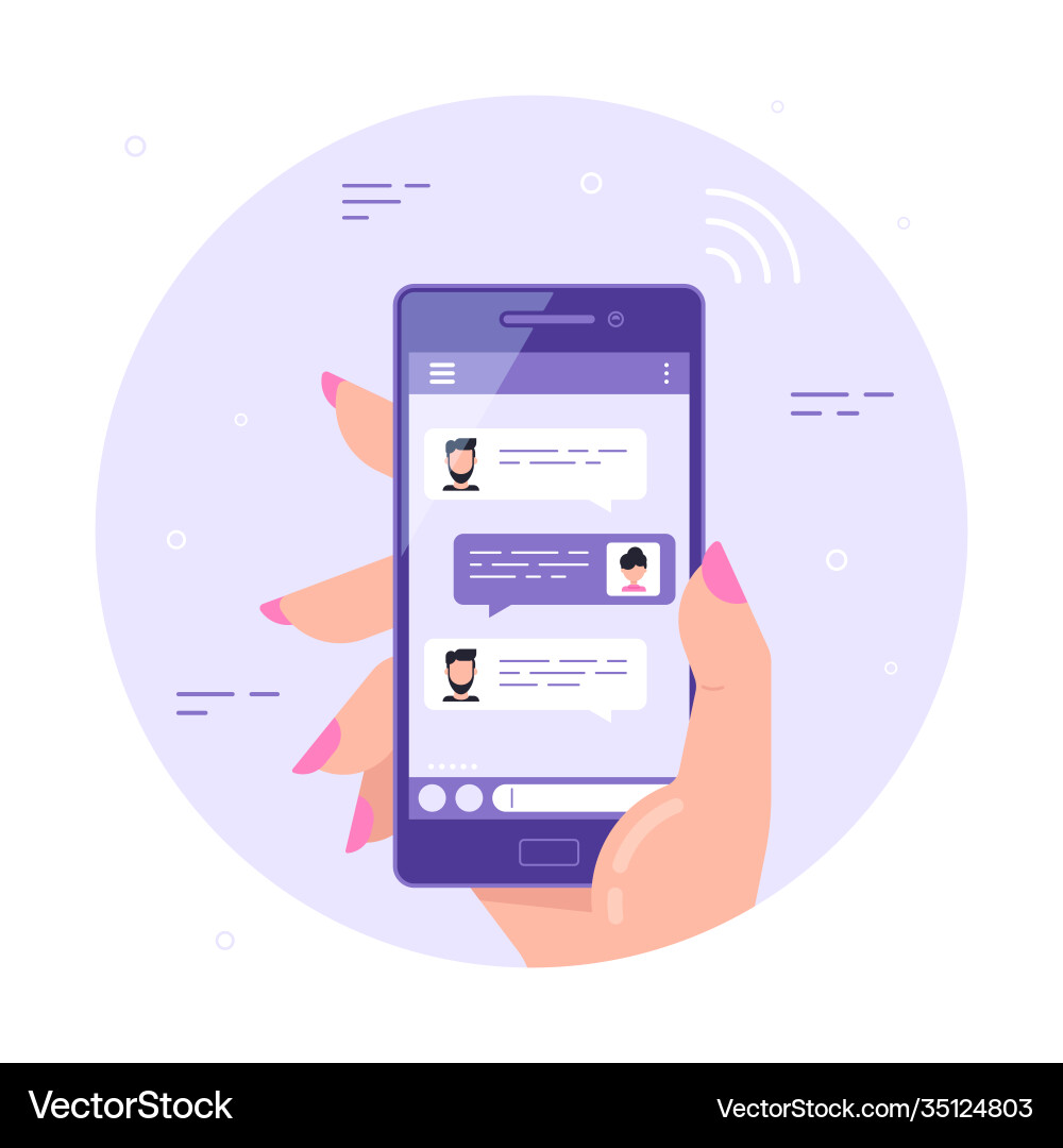 Online-Chat mit Smartphone Flat Style Online-Chat mit Smartphone Flat Style Vektorbild