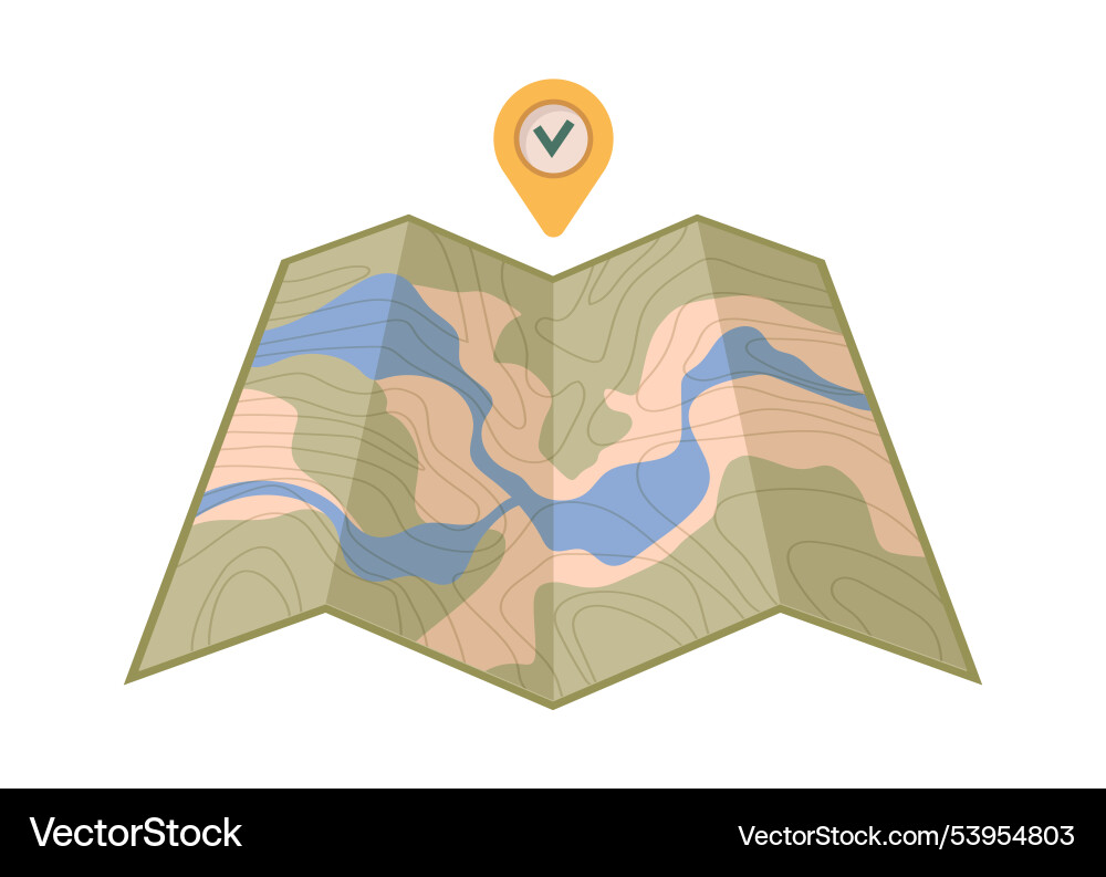 Paper map with pin for place navigation Vector Image