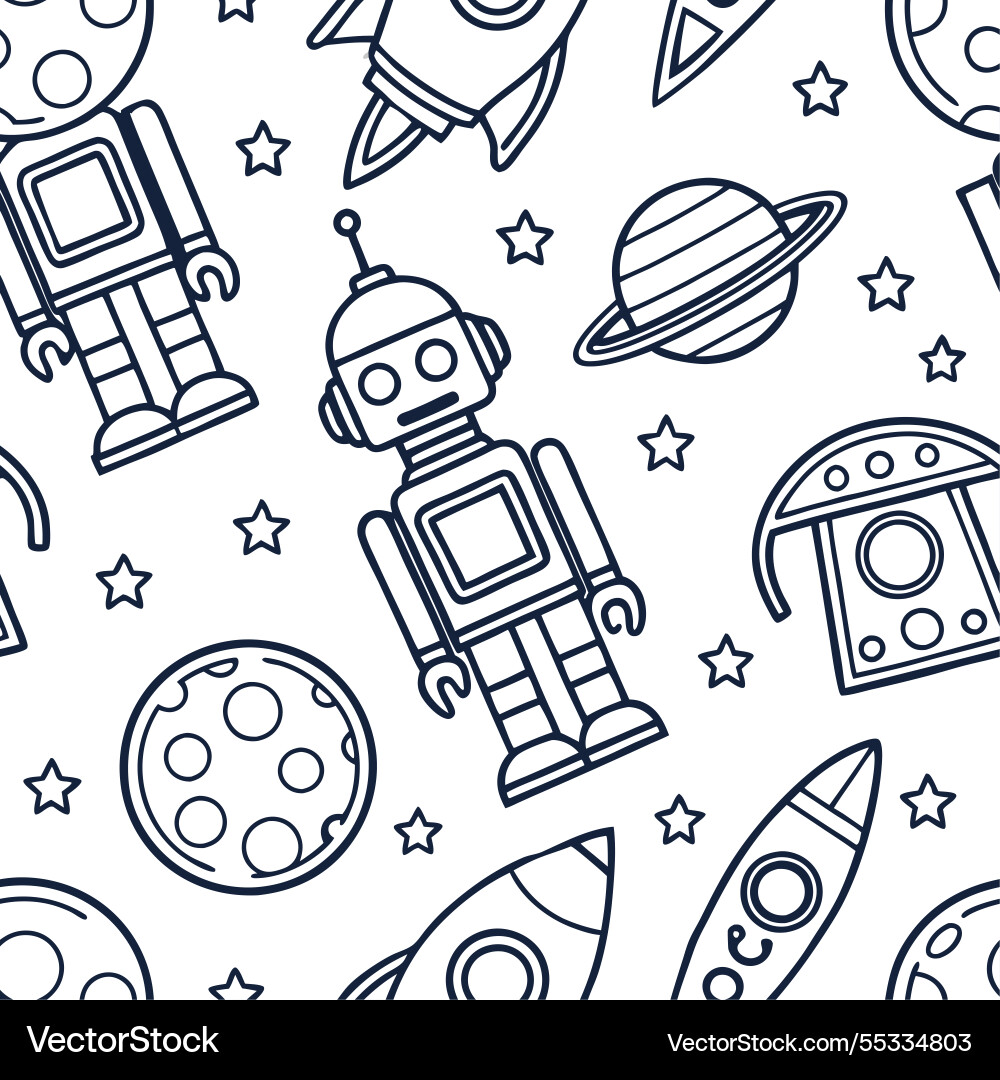 Retro sci fi seamless tile pattern Retro sci fi seamless tile pattern vector image
