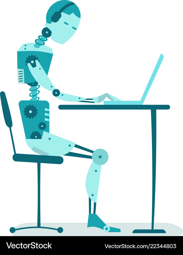Robot Working at Desk vector image