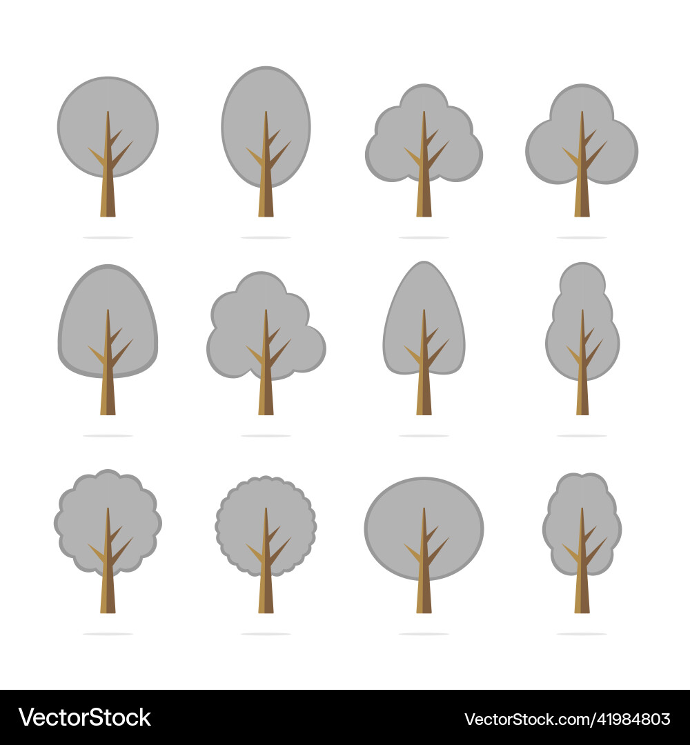 Set of trees object isolated on white background Vector Image