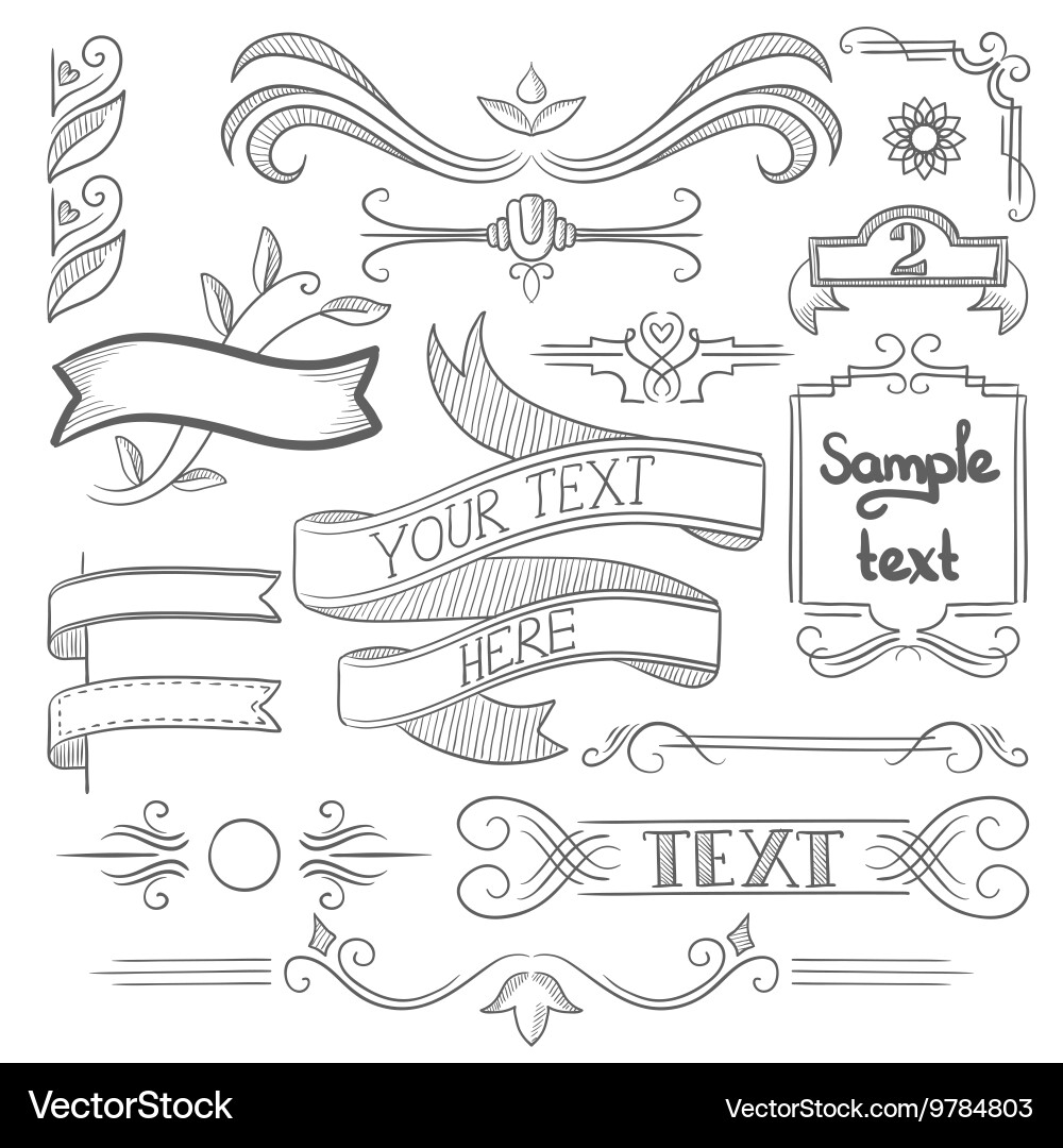 Set of vintage ribbons frames and elements Vector Image