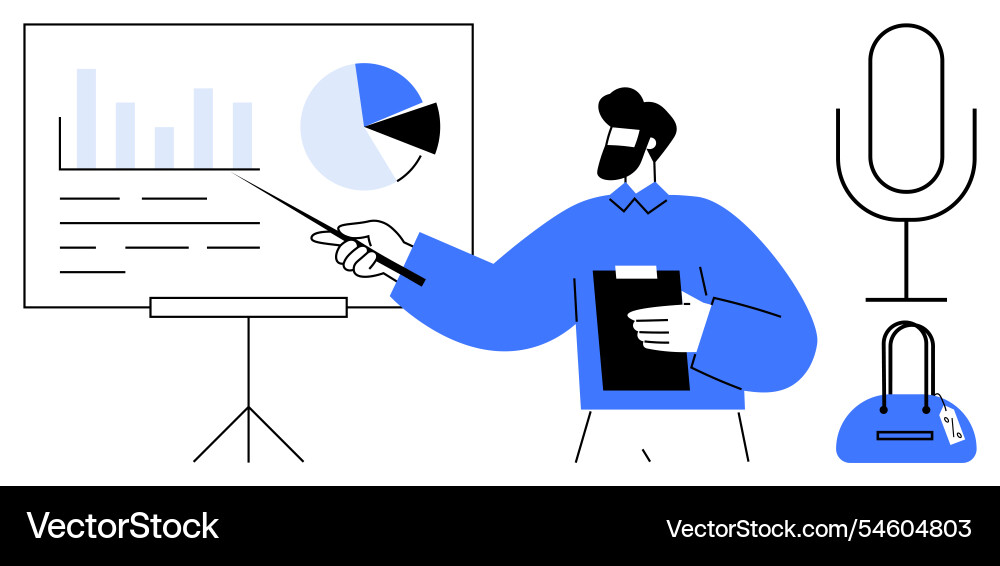 Speaker giving presentation with charts Speaker giving presentation with charts vector image