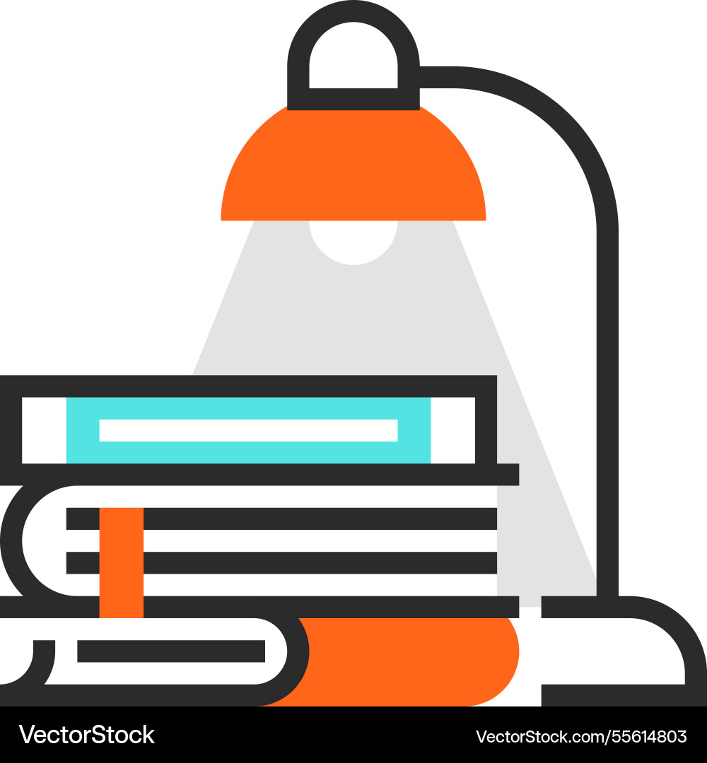 Studying flat line web icon concept vector image