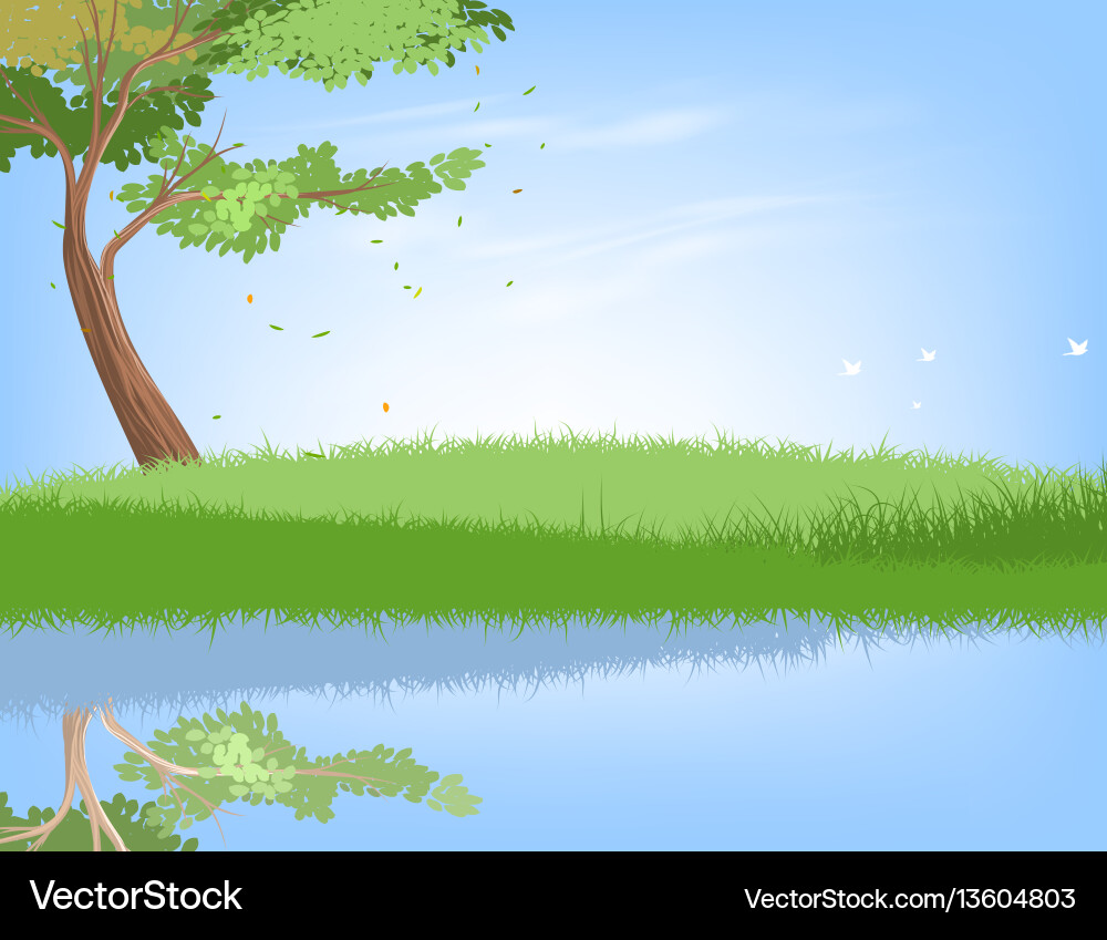 Tree and lake Vector Image