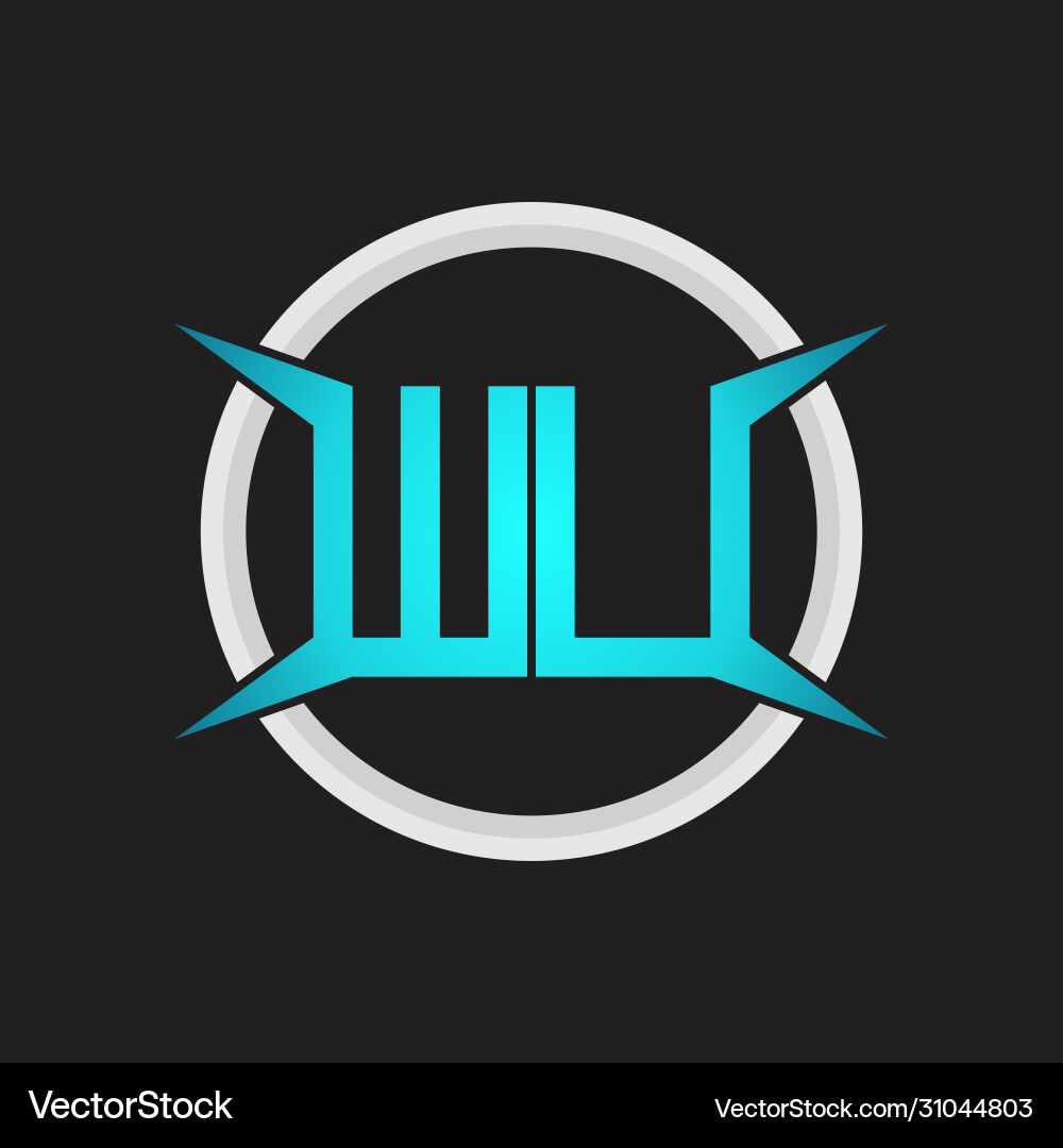 Wu logo monogram with circle and four taper shape Vector Image
