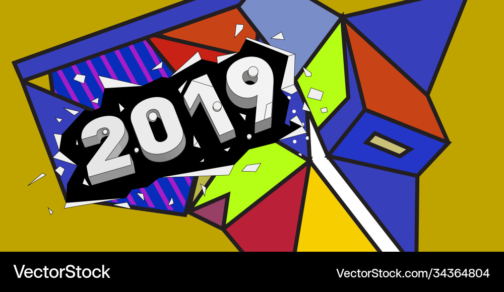 2019 new year text with colorful abstract Vector Image