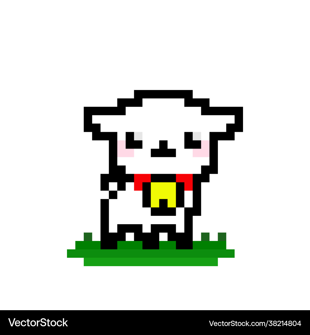 8-bit Pixel Sheep Game Asset Vector Image