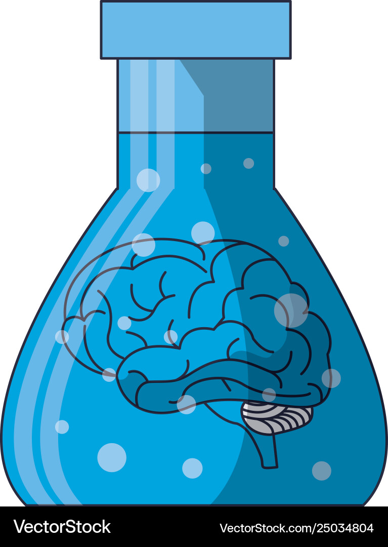 Brain inside flask Vector Image
