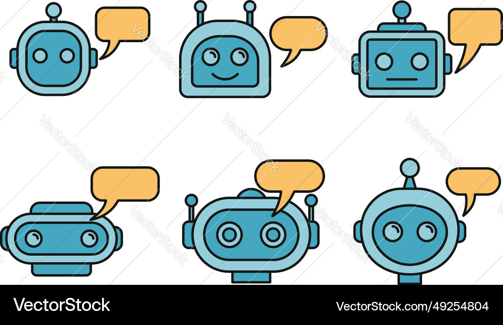 Chatbot ai icons set color Chatbot ai icons set color Vector Image
