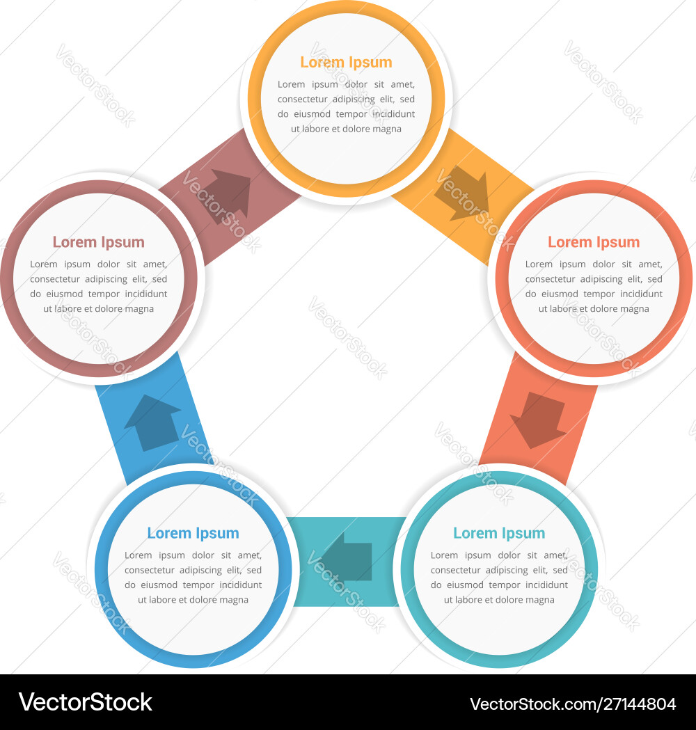 Circle diagram with five steps Royalty Free Vector Image