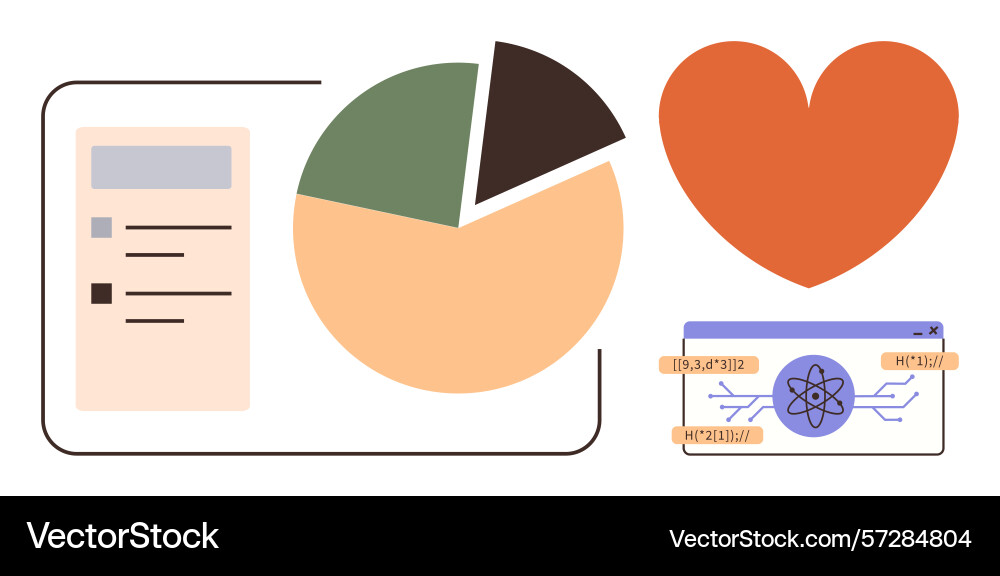 Data visualization with pie chart heart symbol Data visualization with pie chart heart symbol vector image