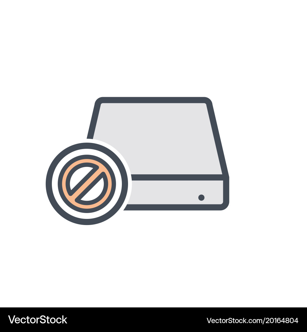 Disable disk drive error hard storage icon vector image