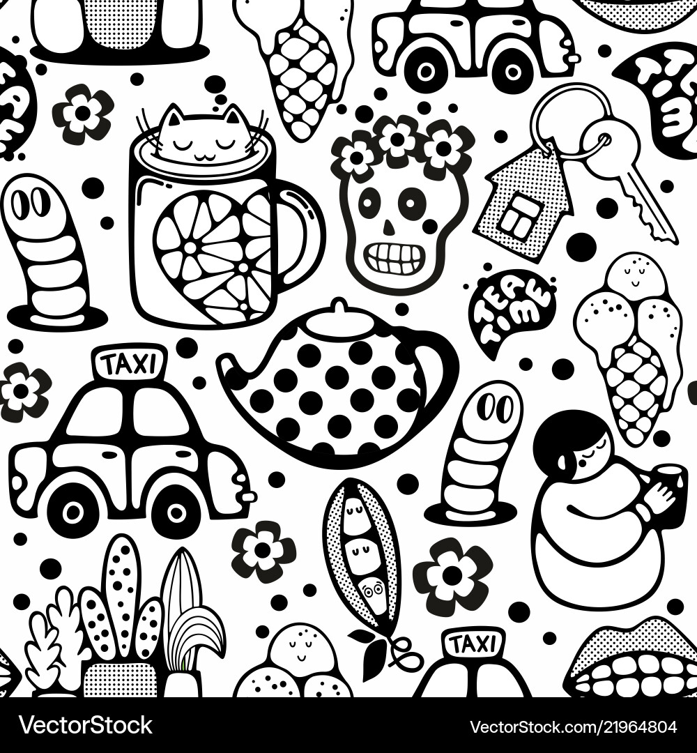 Endless pattern with cartoon characters Endless pattern with cartoon characters vector image