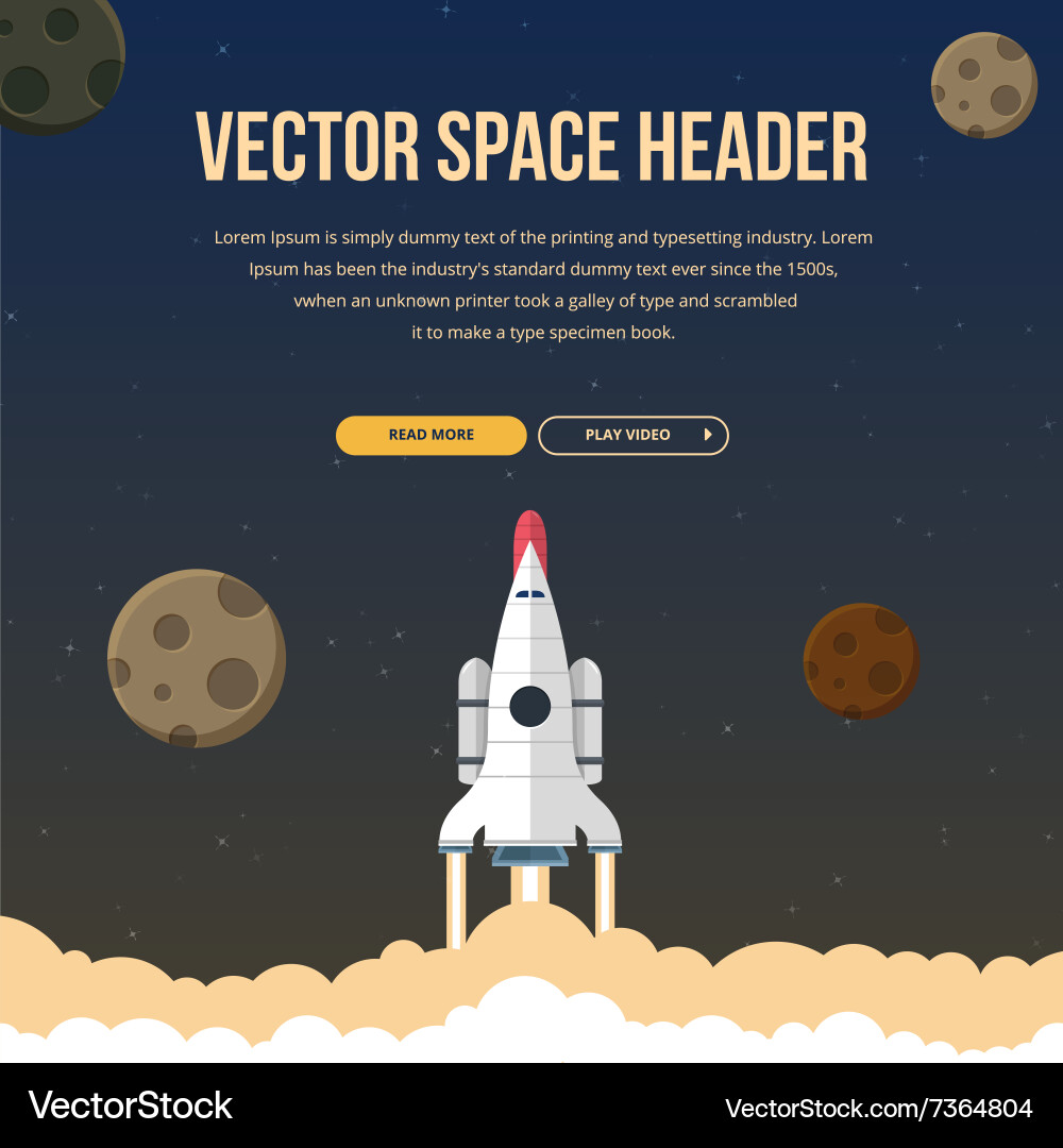 Flat rocket header background image Vector Image