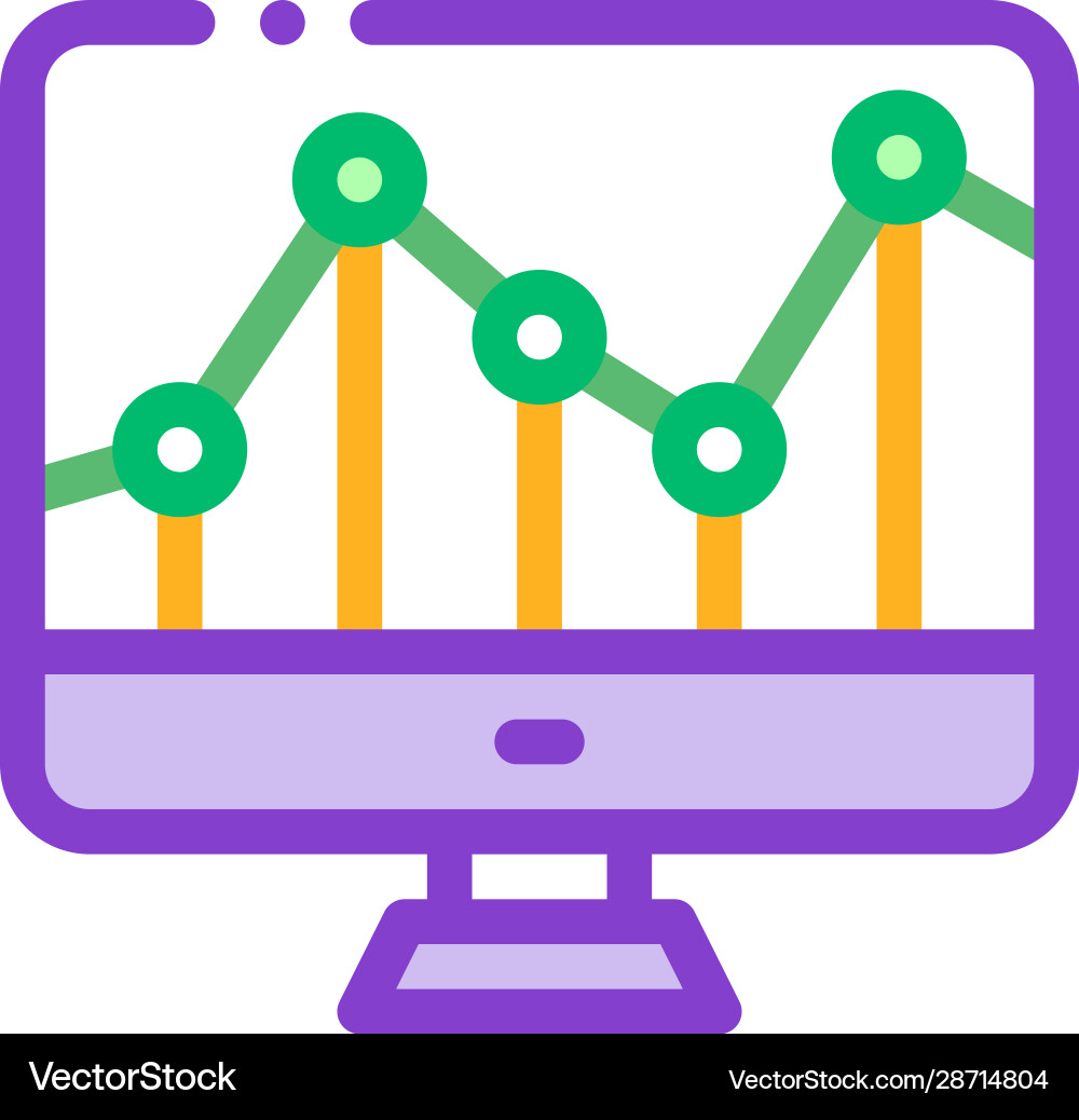 Graph on computer monitor financial icon Graph on computer monitor financial icon Vector Image