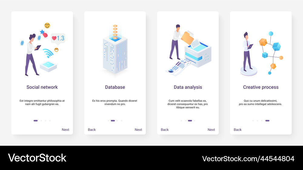 Isometric data analysis social network ux ui Isometric data analysis social network ux ui vector image