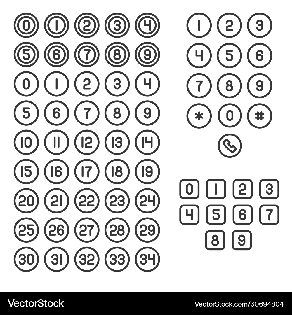 Keyboard Number Icons - Set of Icons Vector Image