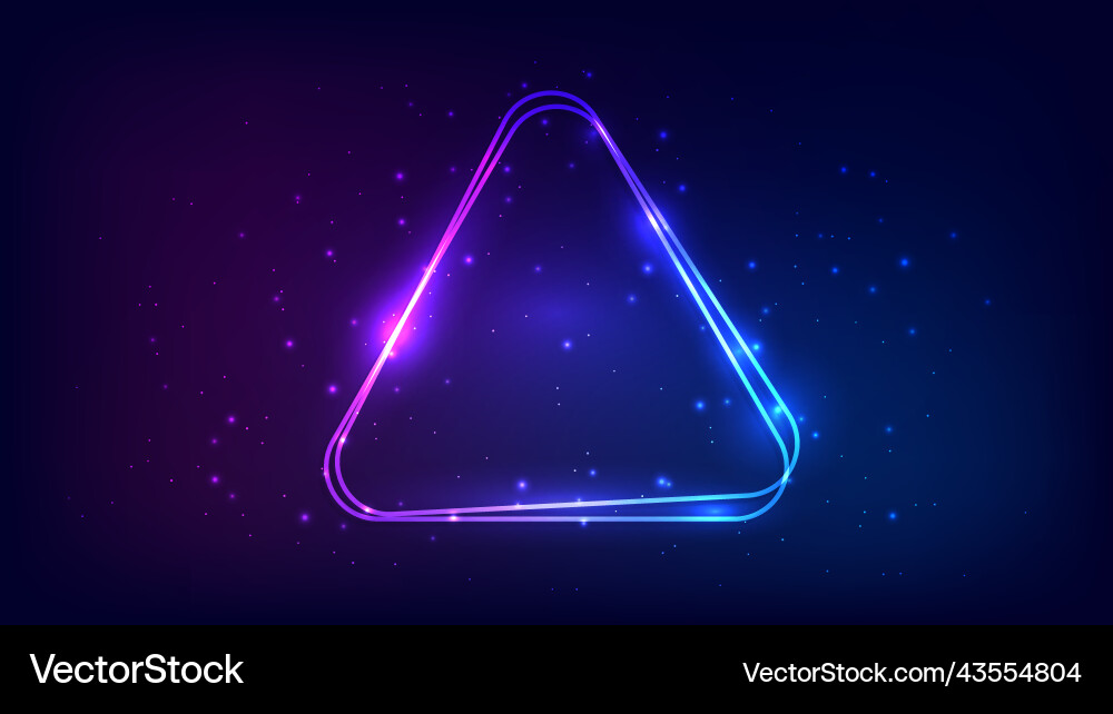 Neon rounded triangle frame with shining effects Neon rounded triangle frame with shining effects vector image