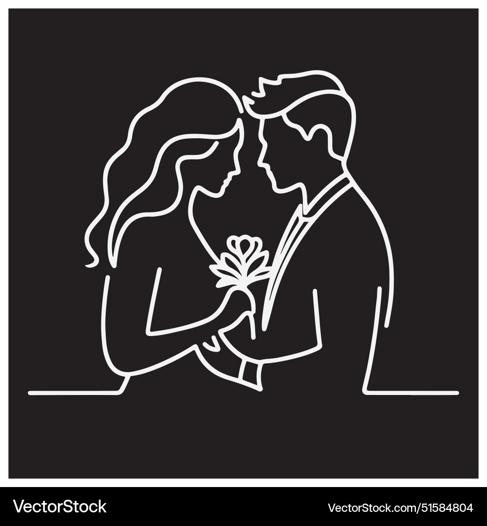 One continuous drawn line wedding from Royalty Free Vector