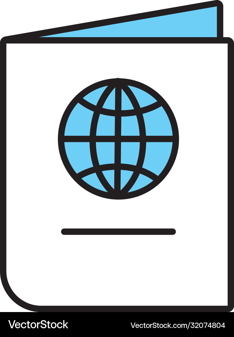 Passport document line and fill style icon Vector Image