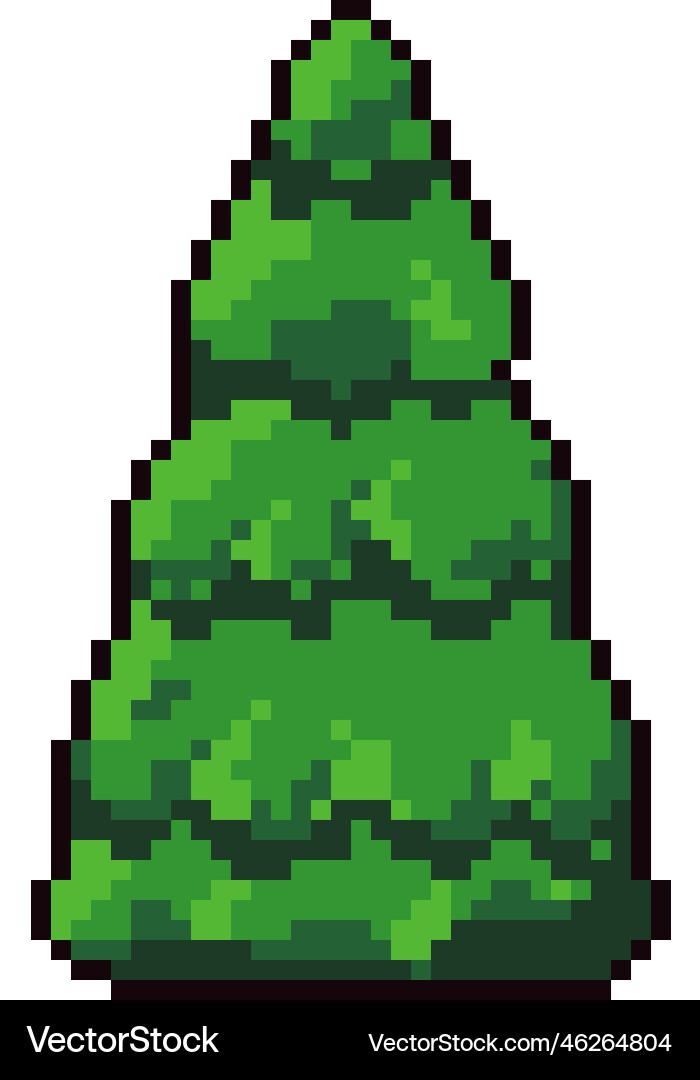 Pixel pine tree with branches and twigs Pixel pine tree with branches and twigs vector image
