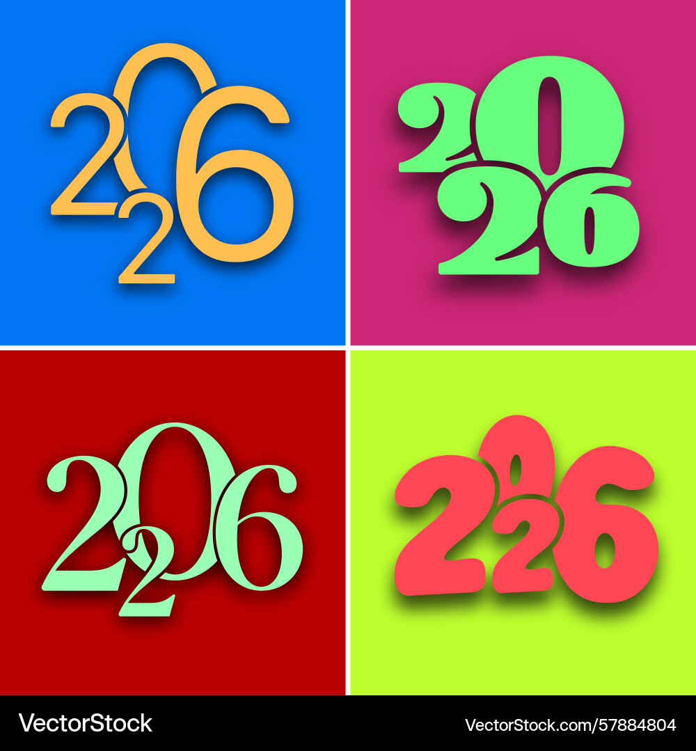 Playful 2026 typography variants on color block Playful 2026 typography variants on color block Vector Image