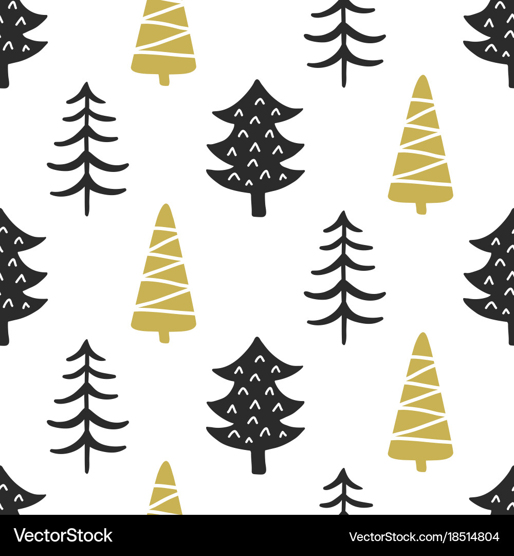 Scandinavian forest trees nordic seamless pattern vector image