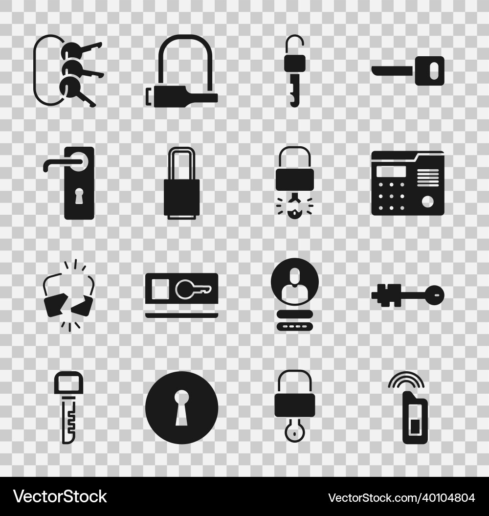 Set car key with remote old house intercom Set car key with remote old house intercom vector image