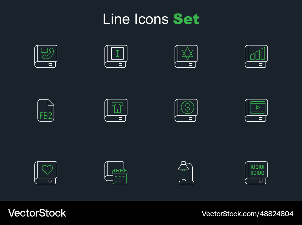Set line books about programming table lamp daily Set line books about programming table lamp daily vector image