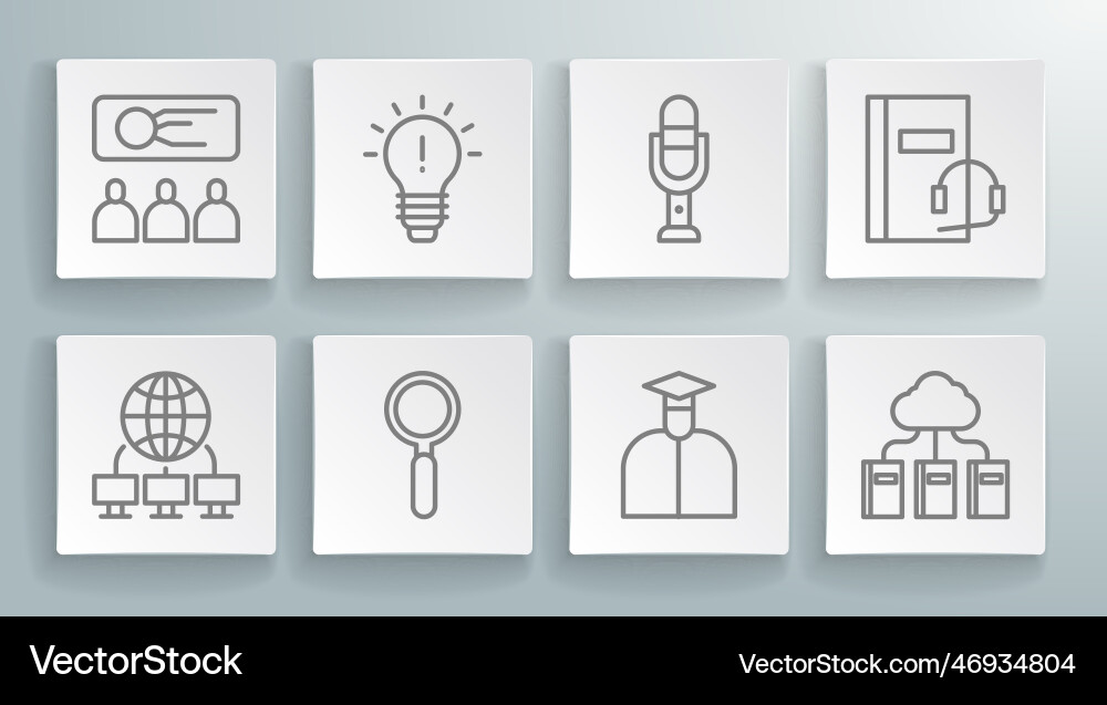 Set line computer network light bulb with concept Set line computer network light bulb with concept vector image