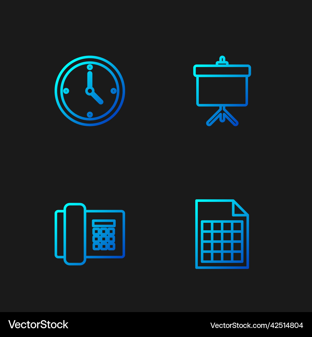 Set line file document telephone clock Vector Image