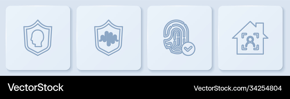 Set line user protection fingerprint shield Vector Image