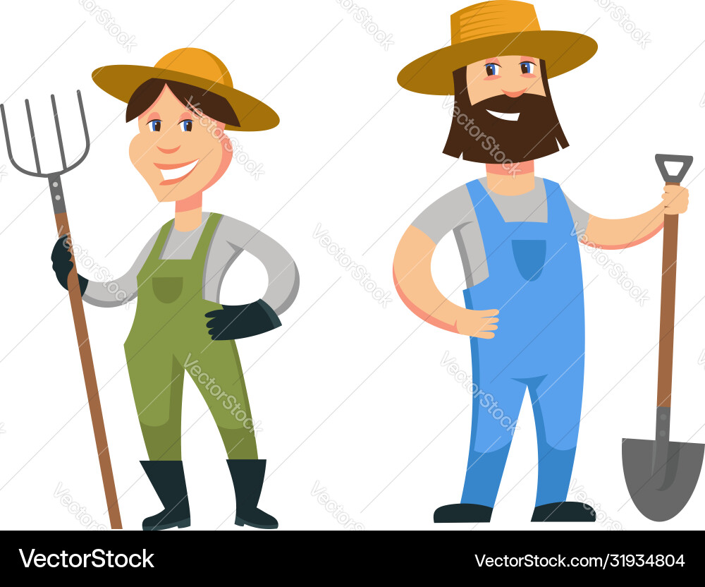 Set male and female farmers Royalty Free Vector Image