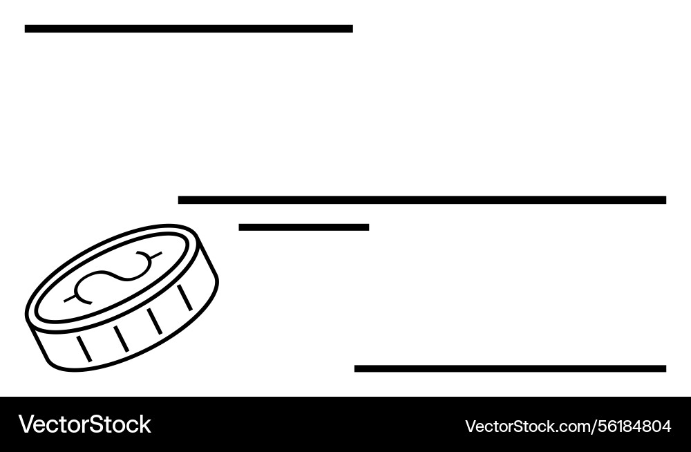 Thin coin with currency mark falling between Thin coin with currency mark falling between Vector Image