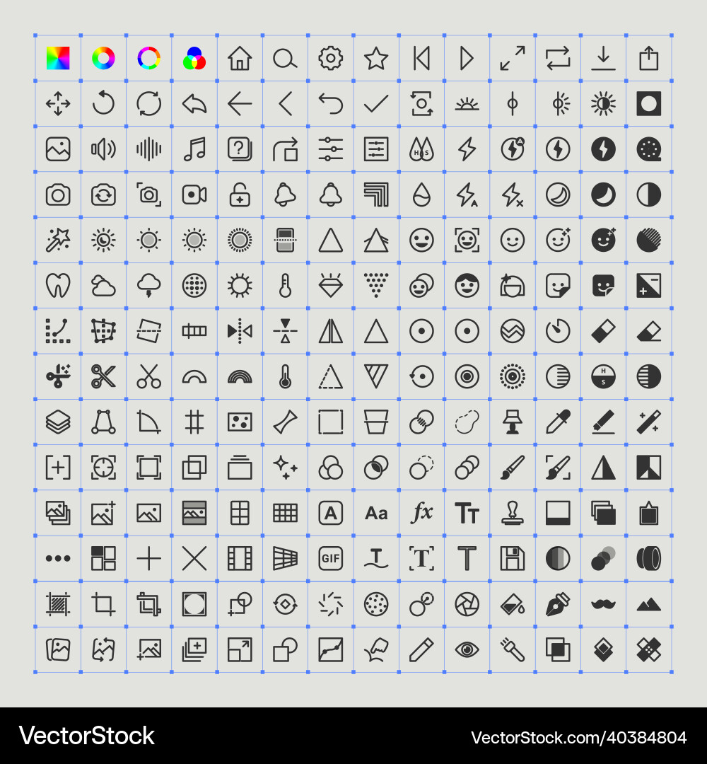Thin line image editing icons Thin line image editing icons vector image