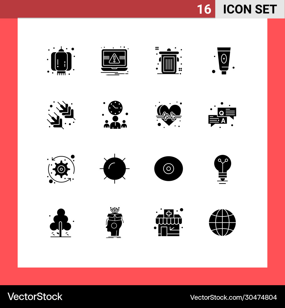 User interface pack 16 basic solid glyphs Vector Image
