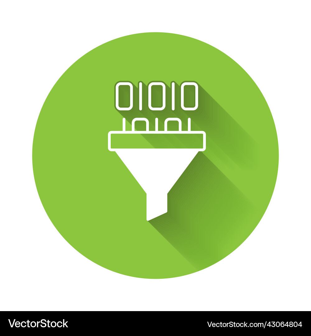 White binary code icon isolated with long shadow White binary code icon isolated with long shadow vector image