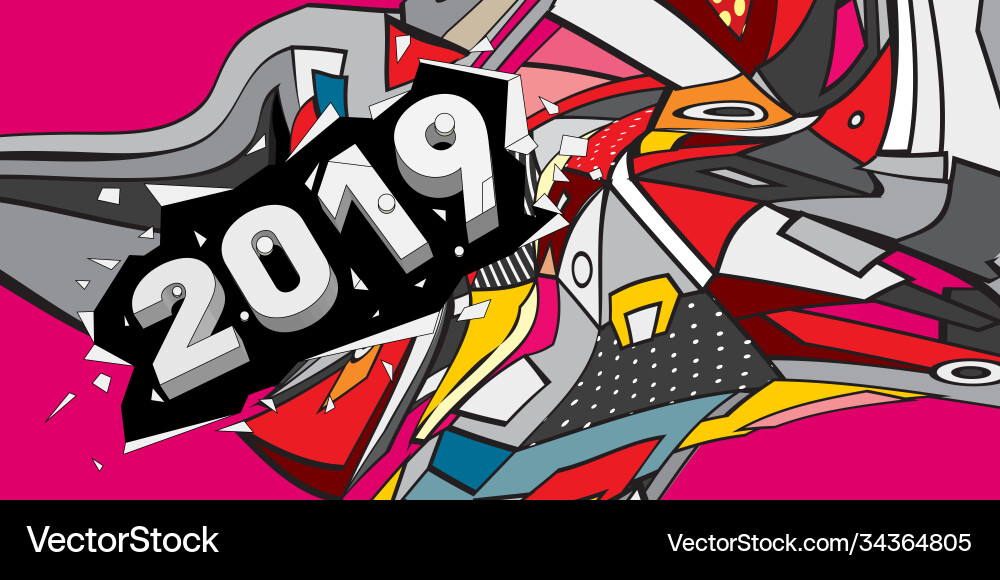 2019 new year text with colorful abstract Vector Image