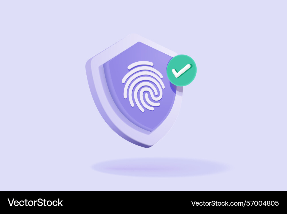 3d fingerprint cyber secure icon digital security 3d fingerprint cyber secure icon digital security Vector Image