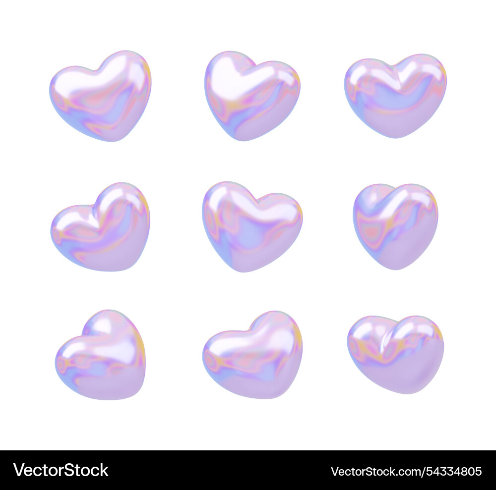 3d holo heart in different color 3d holo heart in different color Vector Image