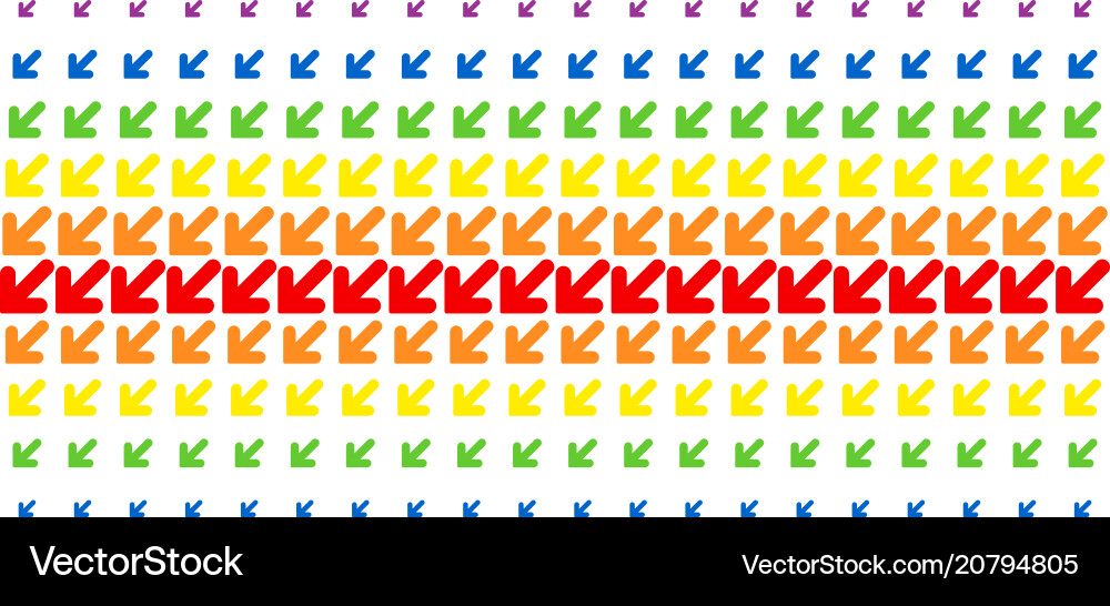 Arrow down left shape halftone spectrum array Vector Image