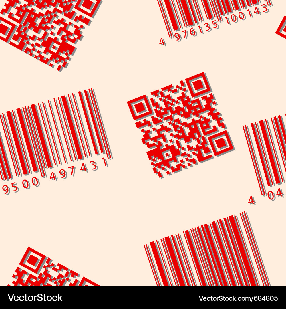 Barcode and QR Code Seamless Pattern vector image