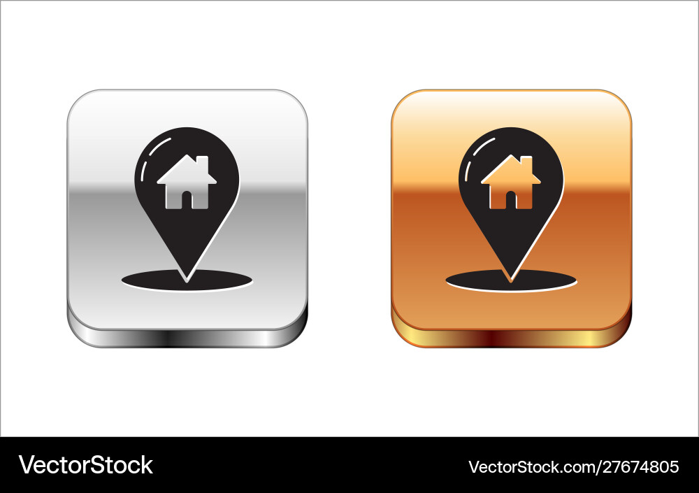 Black map pointer with house icon isolated Black map pointer with house icon isolated vector image