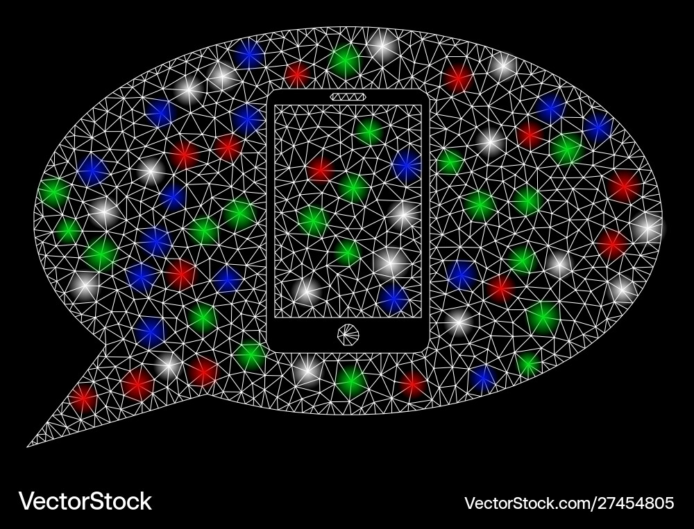 Bright mesh network smartphone message with flare Bright mesh network smartphone message with flare Vector Image