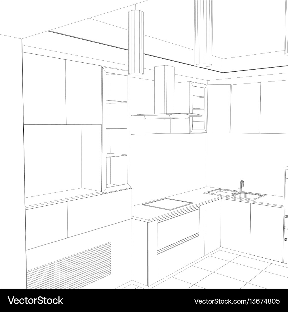 Design process in wire-frame vector image