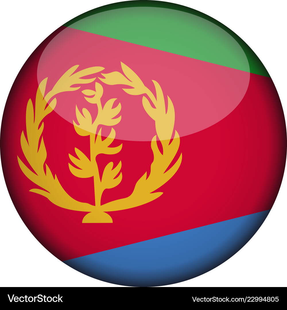 Eritrea flag in glossy round button of icon vector image