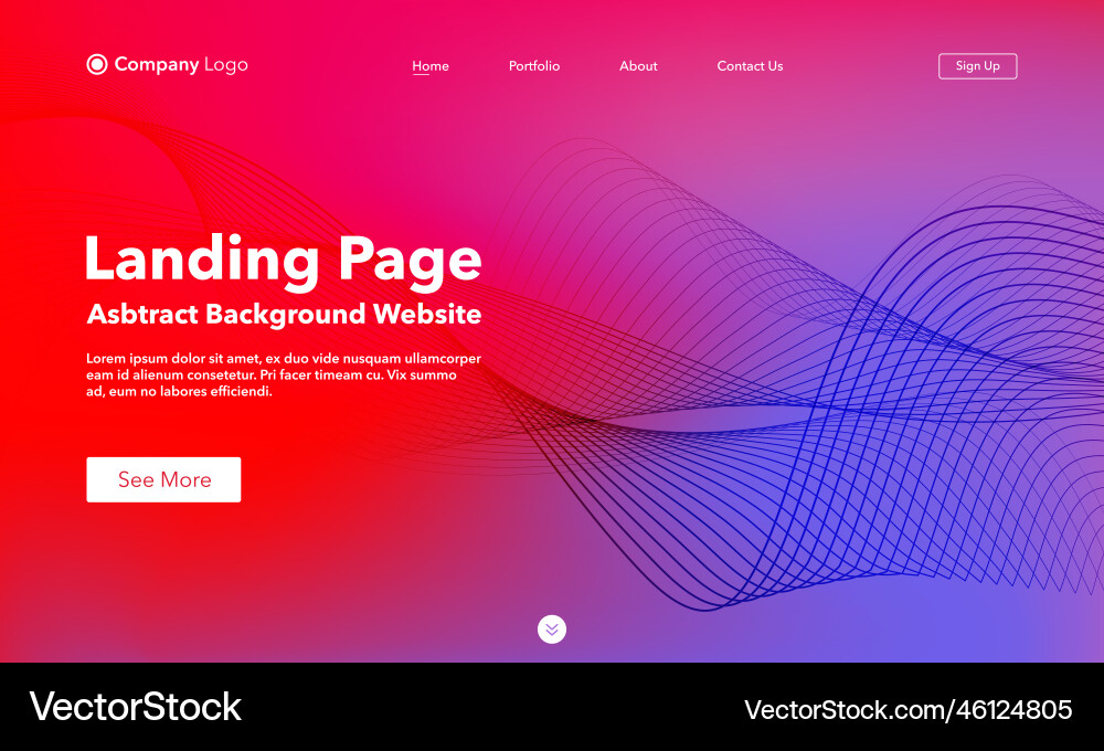 Landing page abstract wave background website Vector Image