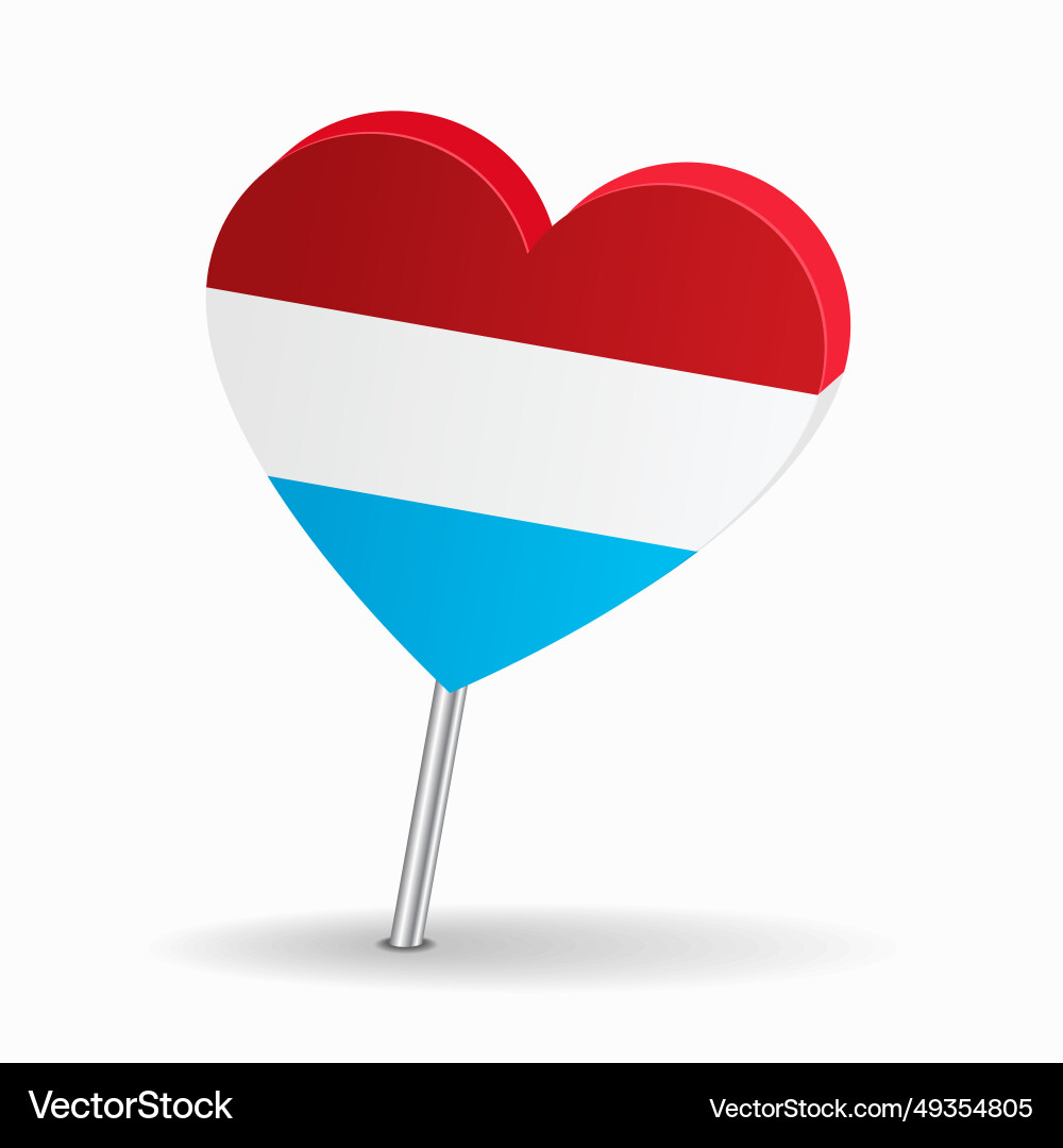 Luxembourg flag heart-shaped map pointer layout Luxembourg flag heart-shaped map pointer layout vector image